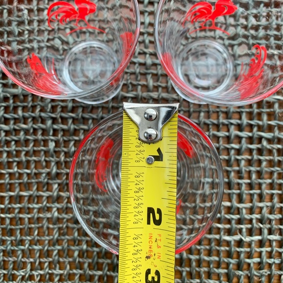 Set of 3 MCM Vintage Anchor Hocking Red Rooster Juice Shot Glasses - Picture 6 of 9